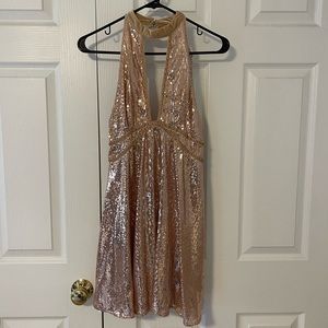 Free People Rose Gold Sequin Holiday Party Dress